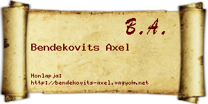 Bendekovits Axel névjegykártya
